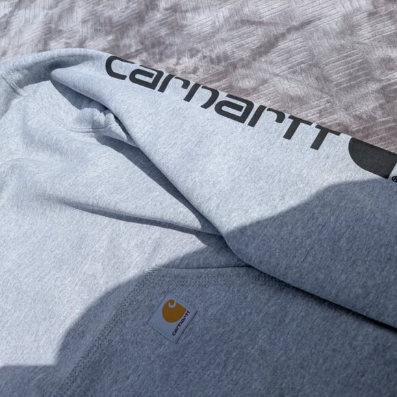 New W Tags Carhartt Sweater Mens Heather Gray HOODIE Midweight Fleece Sweatshirt - Picture 3 of 6